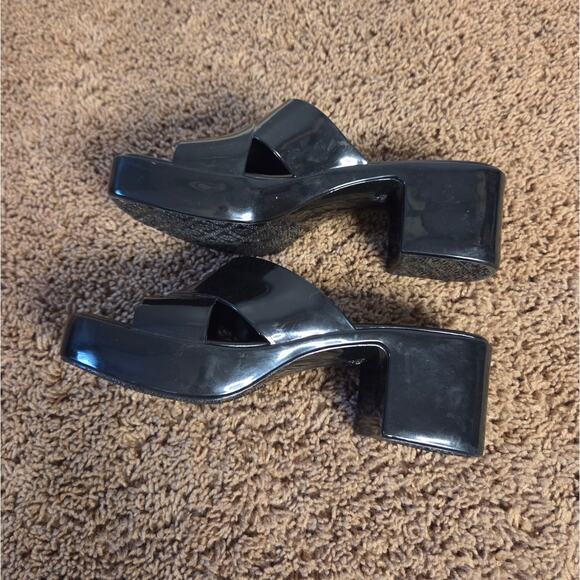 Jeffery Campbell y2k bubble platform rubber heeled slides sandals black 6 - Picture 7 of 8